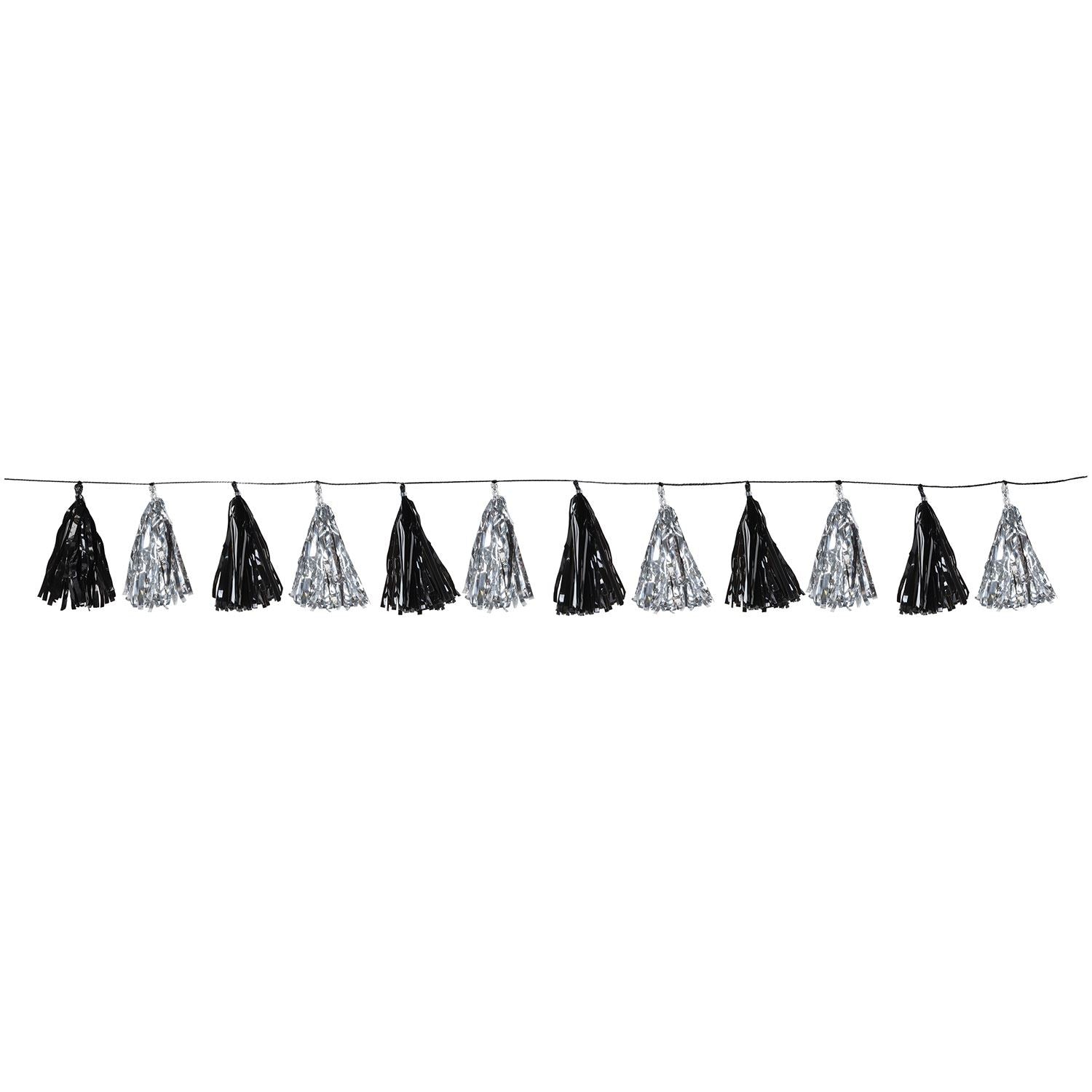 Metallic Tassel Garland Black / Silver (1/ package)