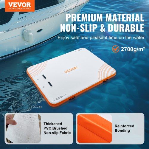 Inflatable Floating Dock 8 x 6FT Inflatable Dock Platform Non-Slip Water