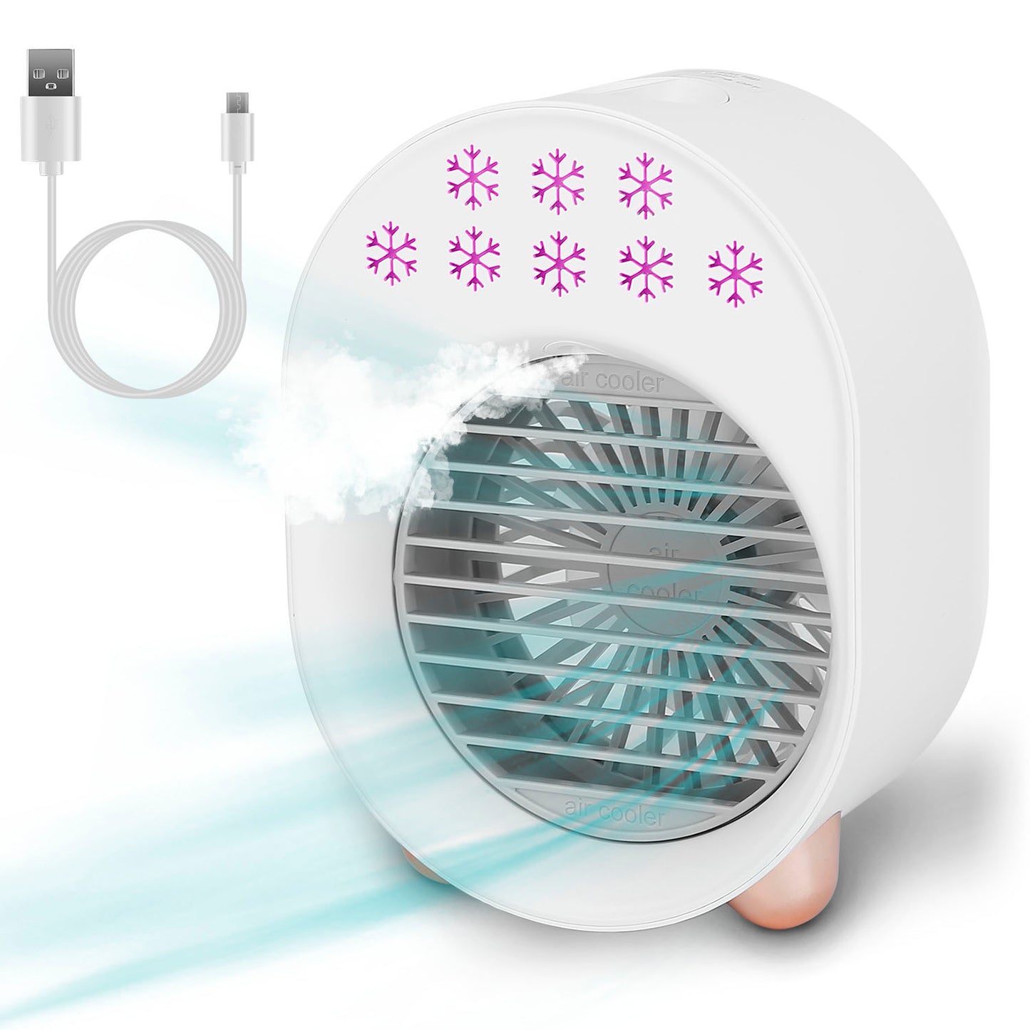 4 In 1 Portable Mini Desktop Air Conditioner Fan Water Mist Cooling Fan USB