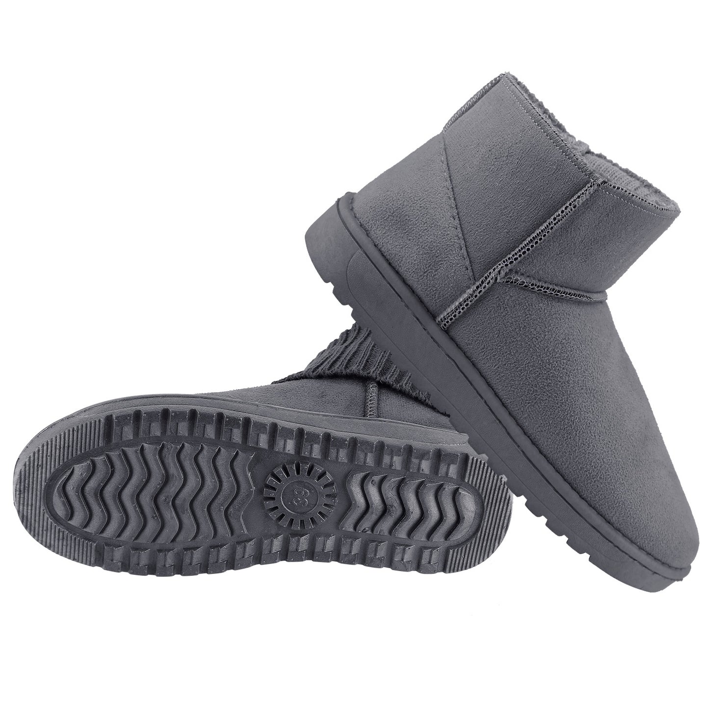 Women Lady Snow Boots Suede Mid-Calf Boot Shoe Short Plush Warm Lining Shoes w/