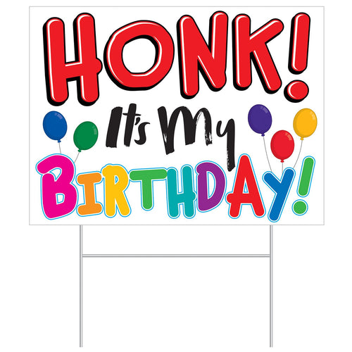 Beistle Plastic Honk! It's My Birthday Yard Sign | Party Supply | Decoration