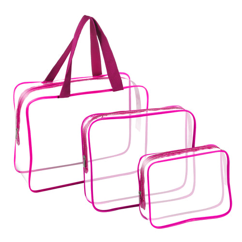 3Pcs Clear Travel Bags Waterproof Cosmetic Makeup Lotion Toiletry Wash Hand 3337