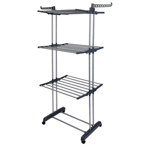 Clothes Drying Rack Rolling Collapsible Laundry Dryer Hanger Stand Rail