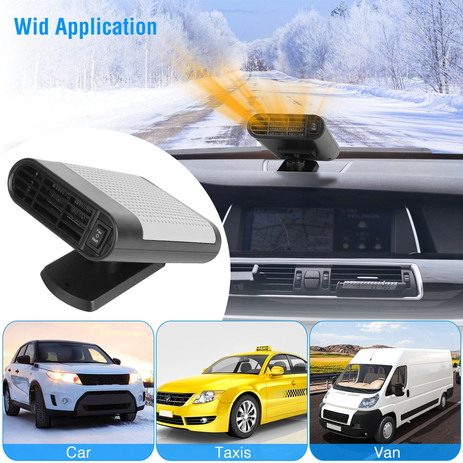 12V 150W Portable Car Heater Heating Fan 2 in 1 Defroster Defogger Demister