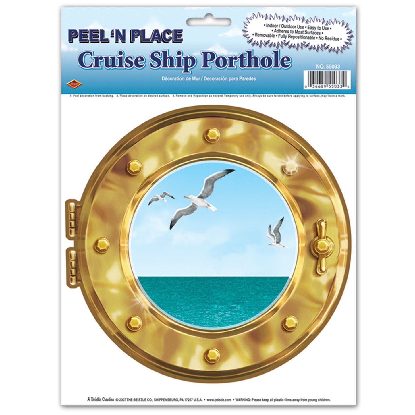 Beistle Cruise Ship Porthole Peel-N-Place Decal - Nautical | Party Supply
