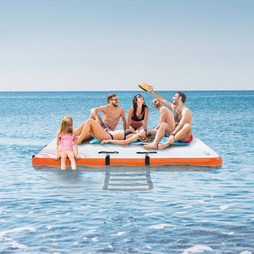 Inflatable Floating Dock 8 x 6FT Inflatable Dock Platform Non-Slip Water