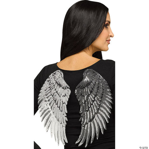 Mens | Adult Metallic Silver Fabric Foam Wings Costume Accessory