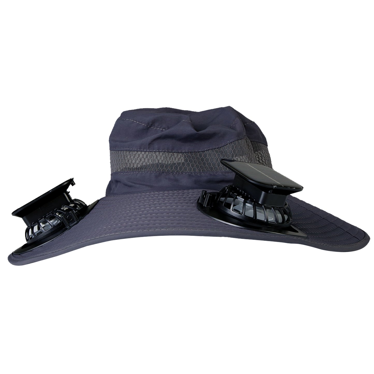 Outdoor Wide Brim Sun Hat With 2 Rechargeable Fans Solar Powered 3 Wind Spe 9854