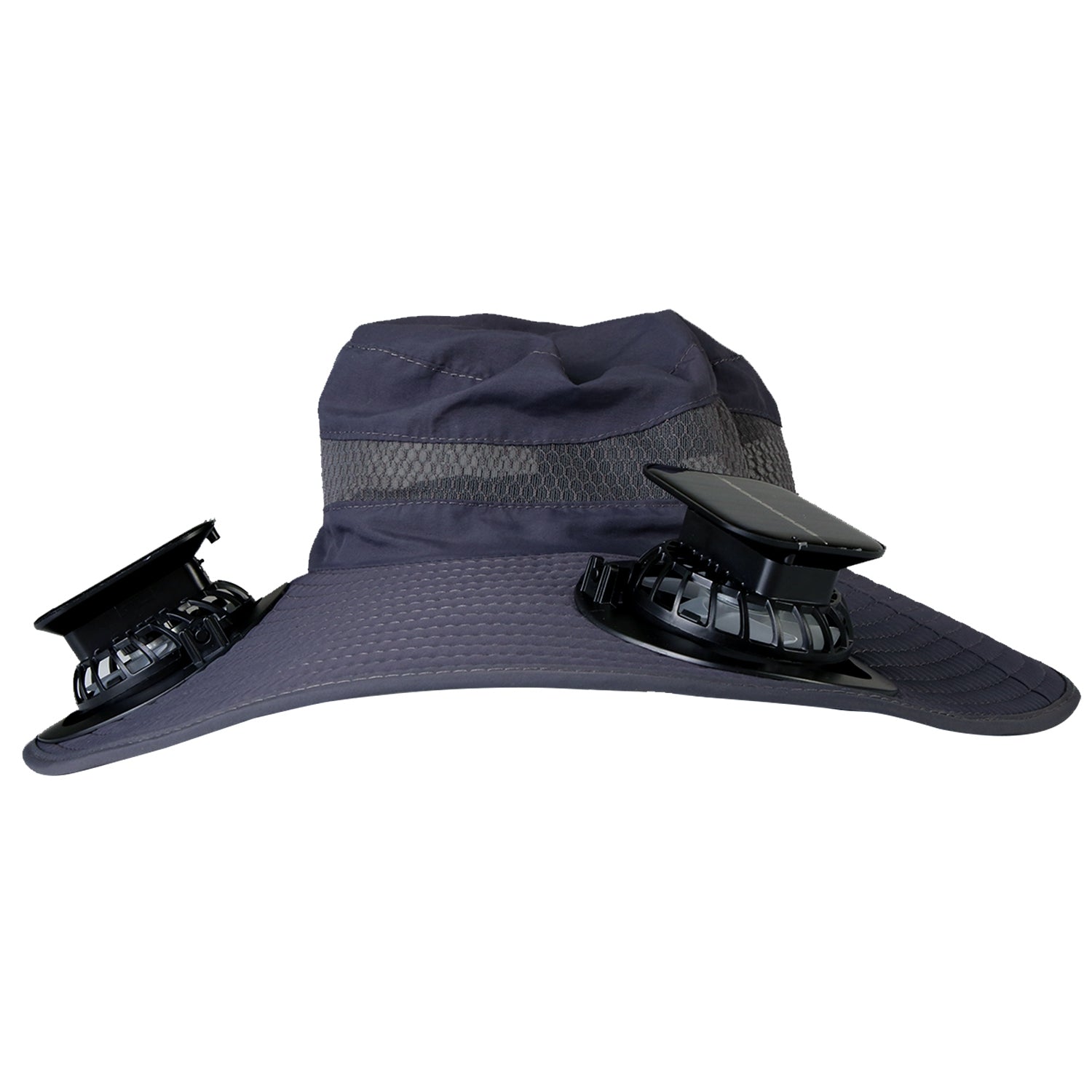 Outdoor Wide Brim Sun Hat With 2 Rechargeable Fans Solar Powered 3 Wind Spe 9854