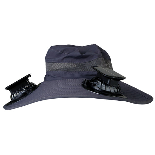 Outdoor Wide Brim Sun Hat With 2 Rechargeable Fans Solar Powered 3 Wind Spe 9854