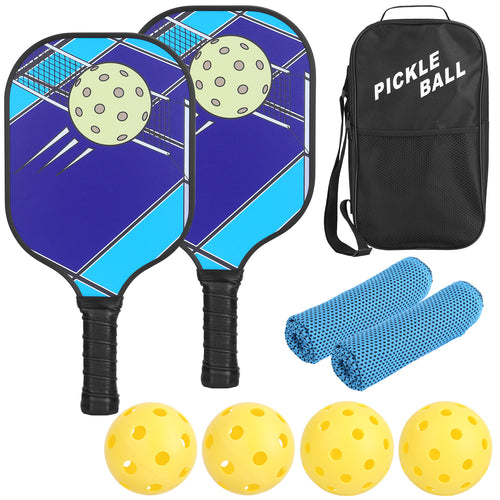 Pickleball Set 2 Fiberglass Paddles 4 Outdoor Indoor Balls Portable Carry Bag 2