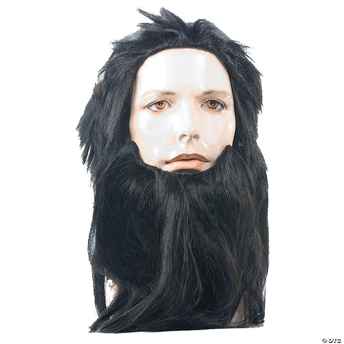 Mens | Adults Black Cave Man Wig And Beard Set