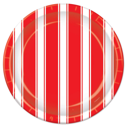 Beistle Red & White Stripes Luncheon Plates - Circus | Party Supply