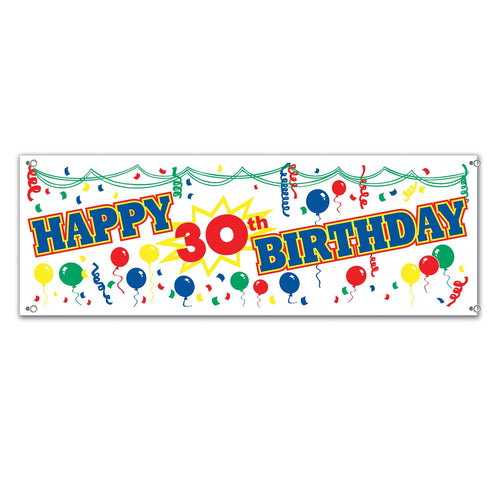 Beistle Happy 30th Birthday Sign Banner - Birthday-Age Specific | Party Supply