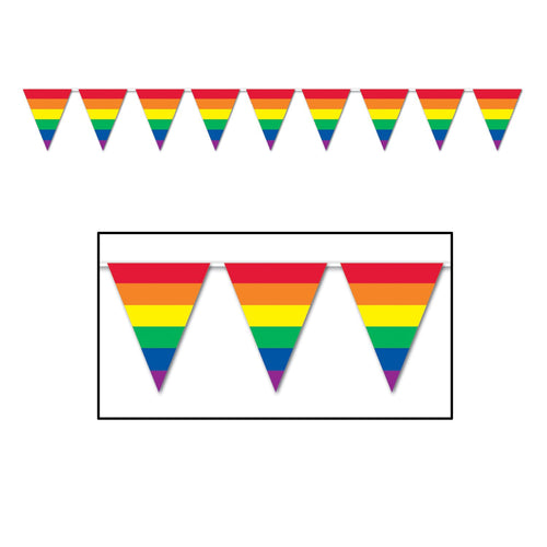 Beistle Rainbow Pennant Banner, 12 ft | Party Supply | Decoration