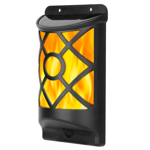 Flame Solar Lights Outdoor 96 LEDs Waterproof Flickering Flame Wall Mount Lamp