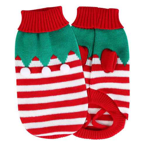 Pet Christmas Turtleneck Sweater Dog Cat Christmas Clothes Snowman Stripes 8929