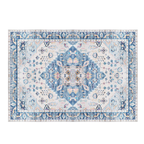 6x9FT Vintage Area Rug Modern Non Slip Carpet Boho Low Pile Soft Rug Waterp 9960
