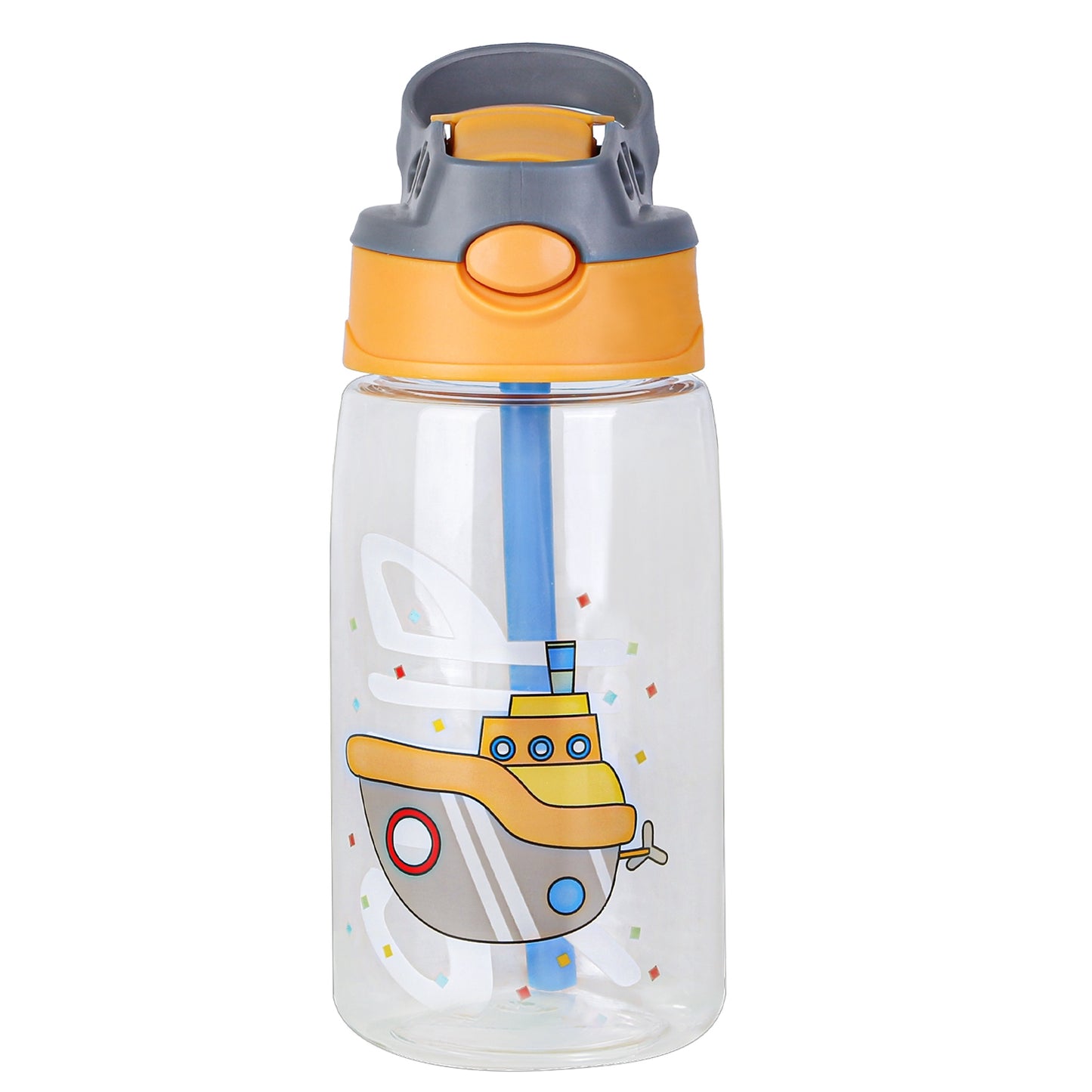 16.2Oz Leak-proof Kids Water Bottle with Straw Push Button Sport Water Bott 8533