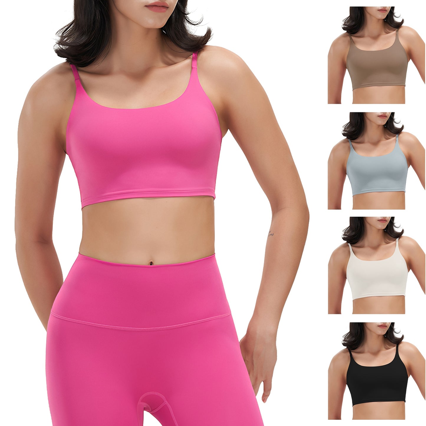 Women Strap Sport Bras Padded Strappy Crop Square Neck Low Impact Bras Sexy