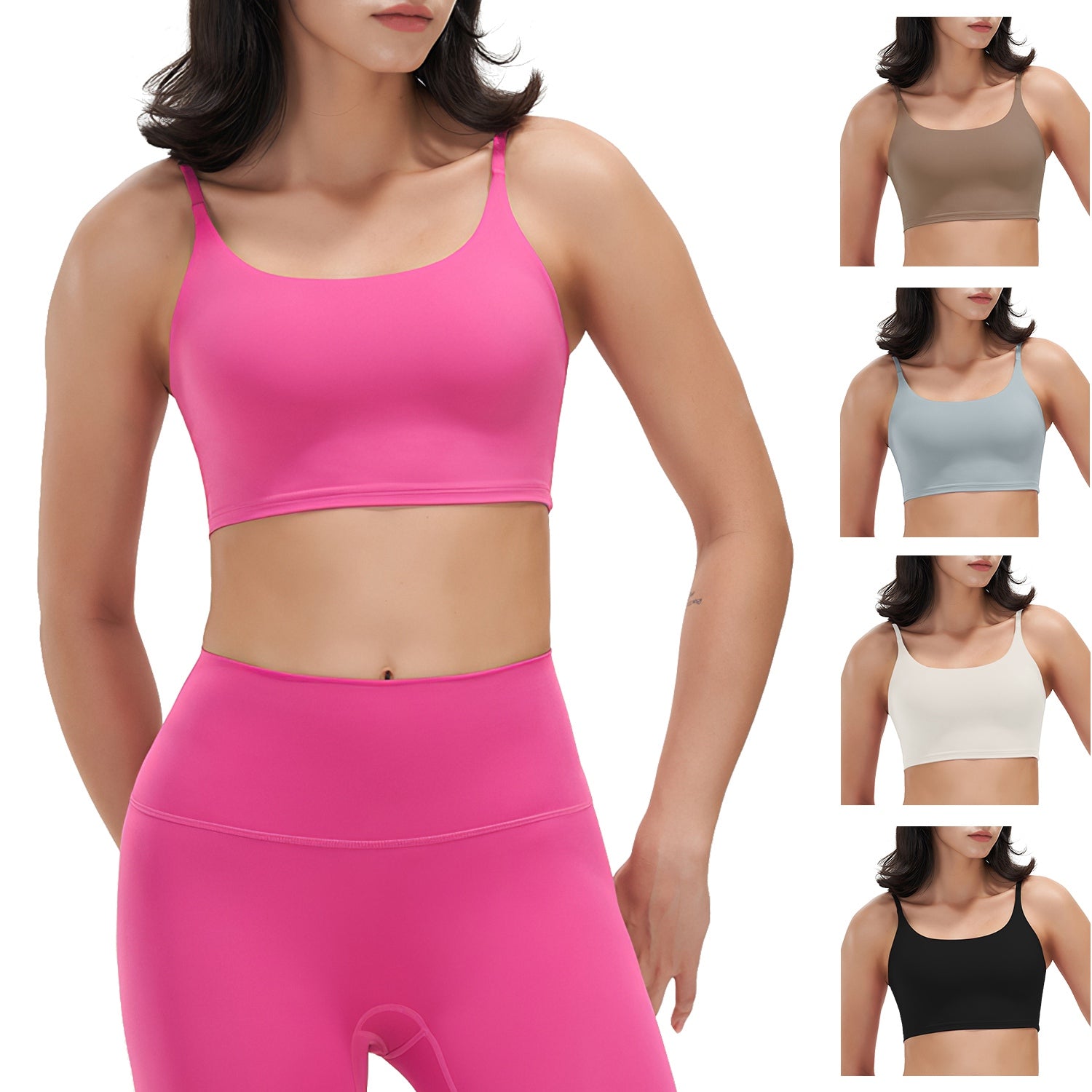 Women Strap Sport Bras Padded Strappy Crop Square Neck Low Impact Bras Sexy