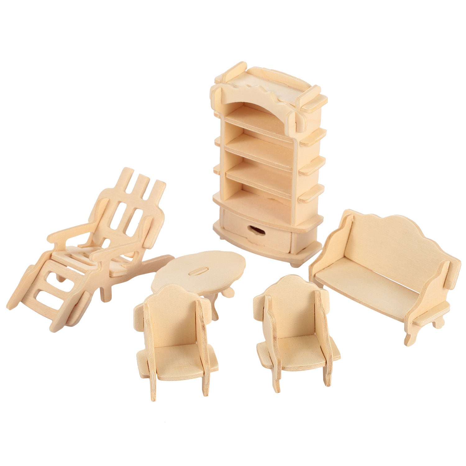 3D Wooden Dollhouse Furniture Puzzles DIY Miniature Furniture Models Set Toys &
