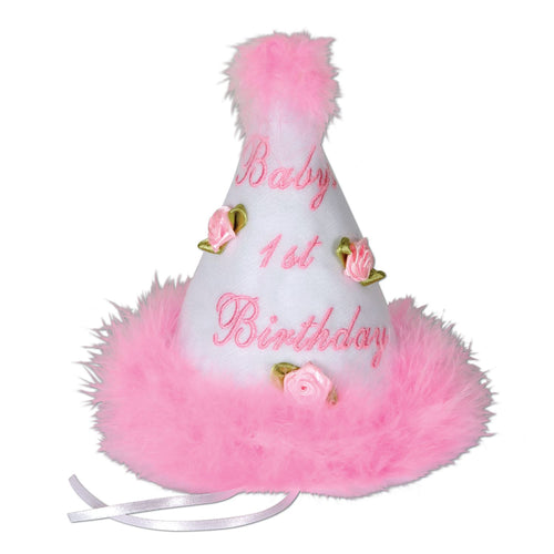 Beistle Pink Baby's 1st Birthday Cone Hat | Party Supply | Decoration | Favor