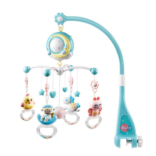 Baby Musical Crib Bed Bell Rotating Mobile Star Projection Nursery Light Baby
