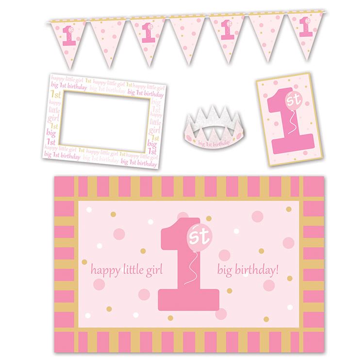 Beistle 1st Birthday High Chair Decorating Kit - Pink | Party Supply