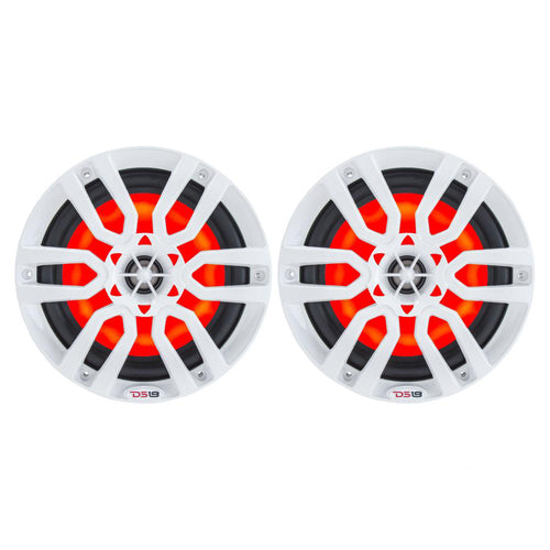 DS18 HYDRO 6.5" 2-Way Marine Speakers w/RGB LED Lights 300W - White [NXL-6]