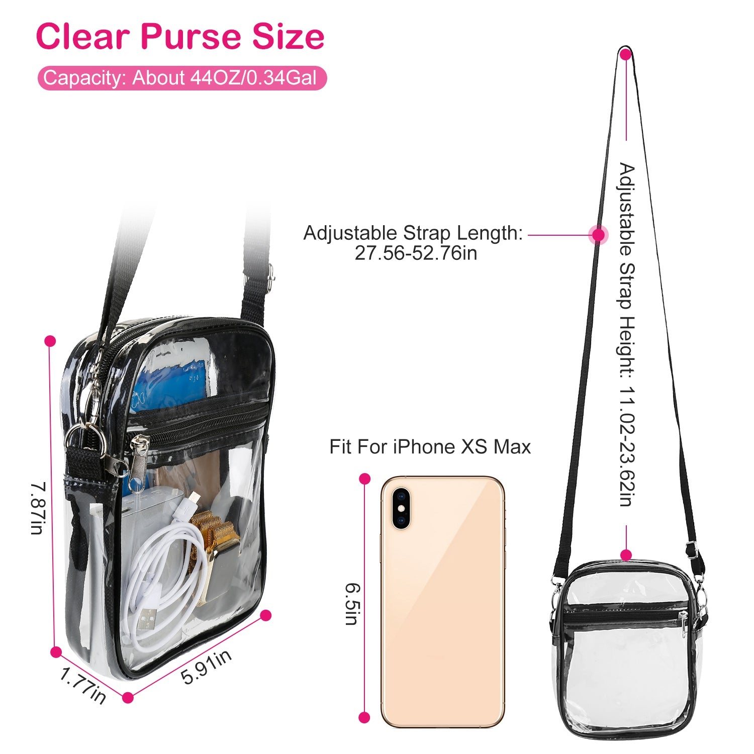 Clear Crossbody Bag Stadium Approved Clear Purse Transparent Small Shoulder Bag