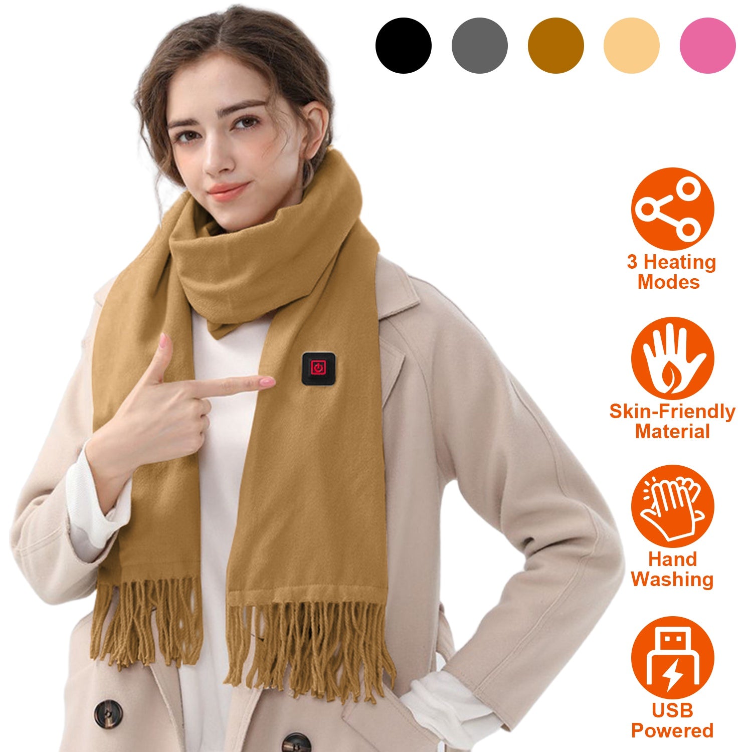 Electric Heated Winter Scarf USB Heating Neck Wrap Unisex Heated Neck Shawl