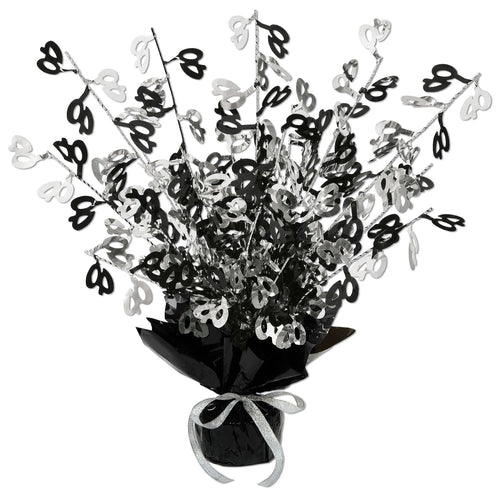 Beistle 40th Gleam N Burst Centerpiece (Black & White) - Over-The-Hill | Party