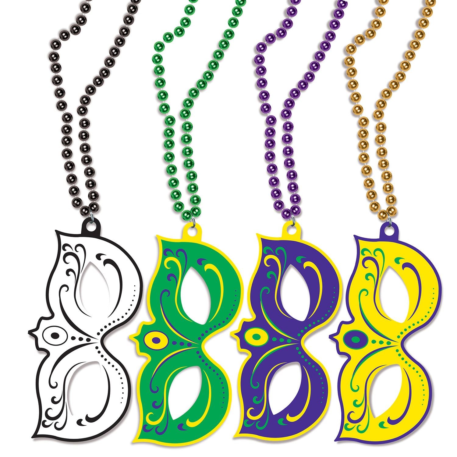 Beistle Mardi Gras Masks w/Beads | Party Supply | Decoration