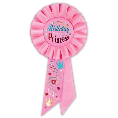 Beistle Birthday Princess Rosette Ribbon - Party Supply Decoration for Princess