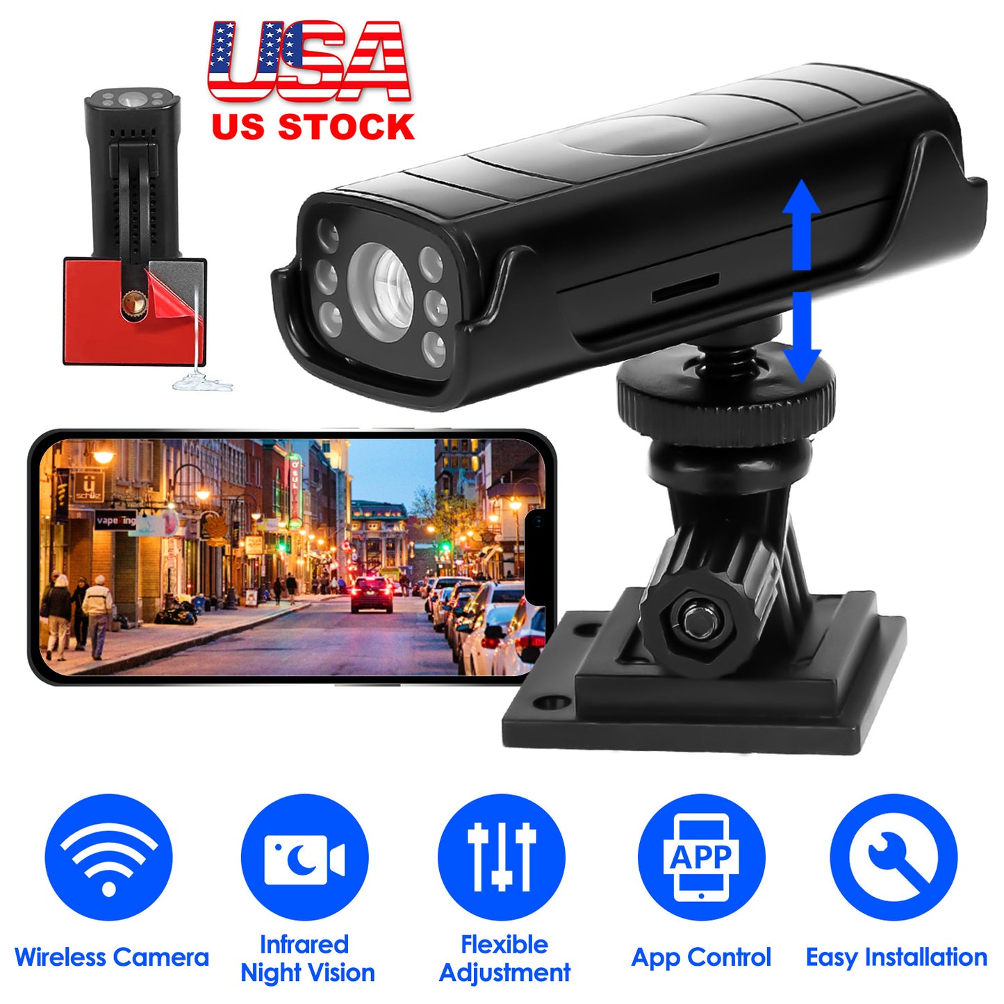 Wireless Camera Reverse Hitch Guide Camera Vehicle Backup Rechargeable Camera