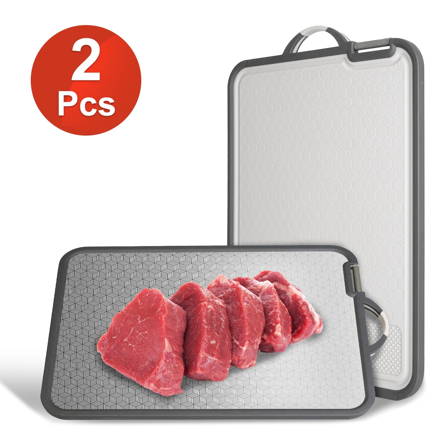 2Pcs Double Sided Cutting Board Stainless Steel PP Chopping Board Lightweight