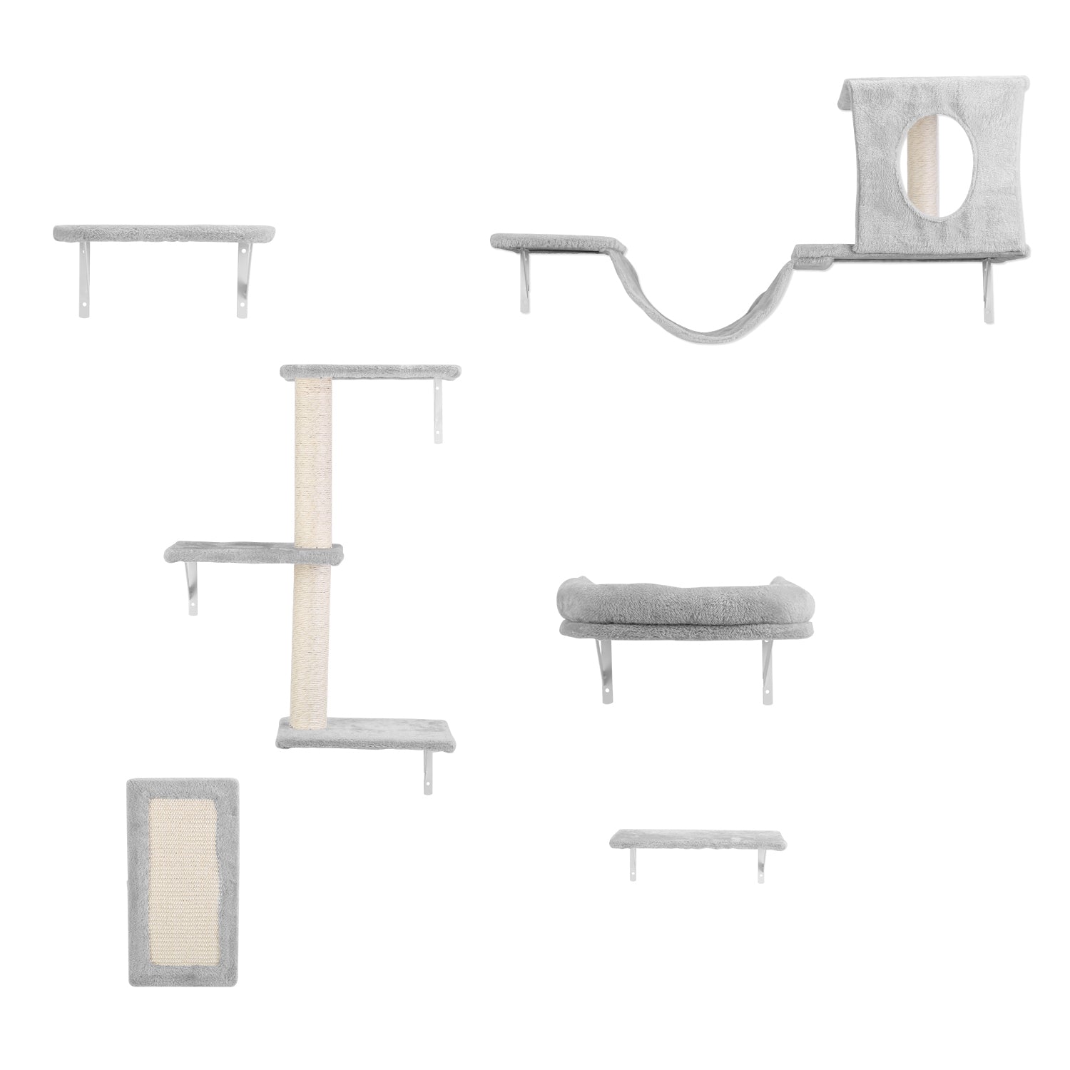 6 Set of Cat Wall Shelves Perch Cat Wall Furniture Wall Mounted Cat Climber