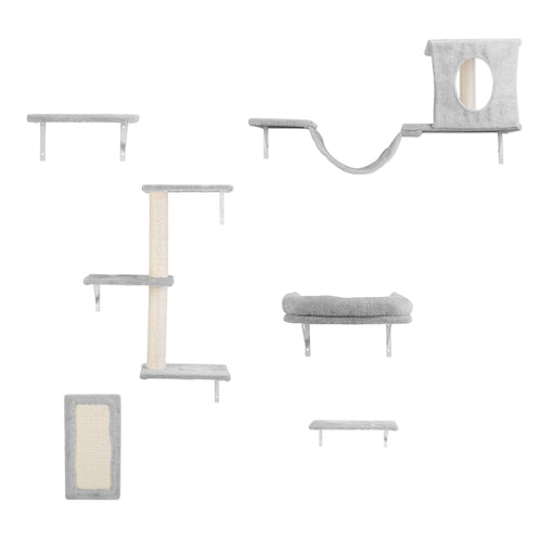 6 Set of Cat Wall Shelves Perch Cat Wall Furniture Wall Mounted Cat Climber