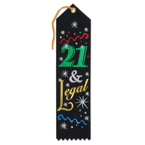 Beistle 21 and Legal Award Ribbon - 21st Birthday | Party Supply | Decoration