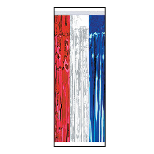 Beistle Red, Silver, and Blue Metallic Table Skirting - Patriotic | Party