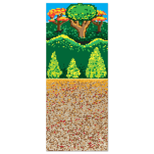 Beistle 8-Bit Forest Backdrop | Party Supply | Decoration