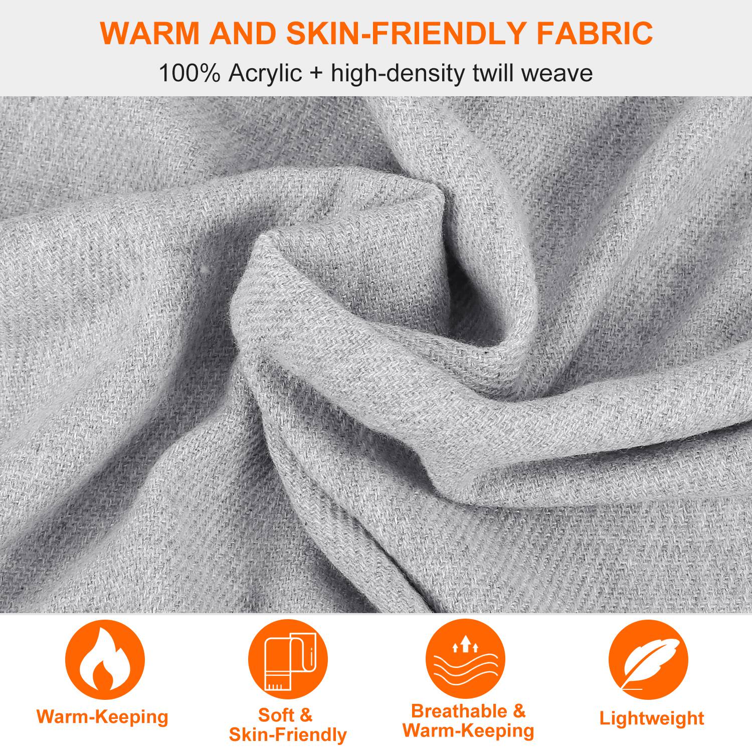 Mens Womens Oversize Cashmere Wool Shawl Wraps Blanket Winter Solid Scarf Soft