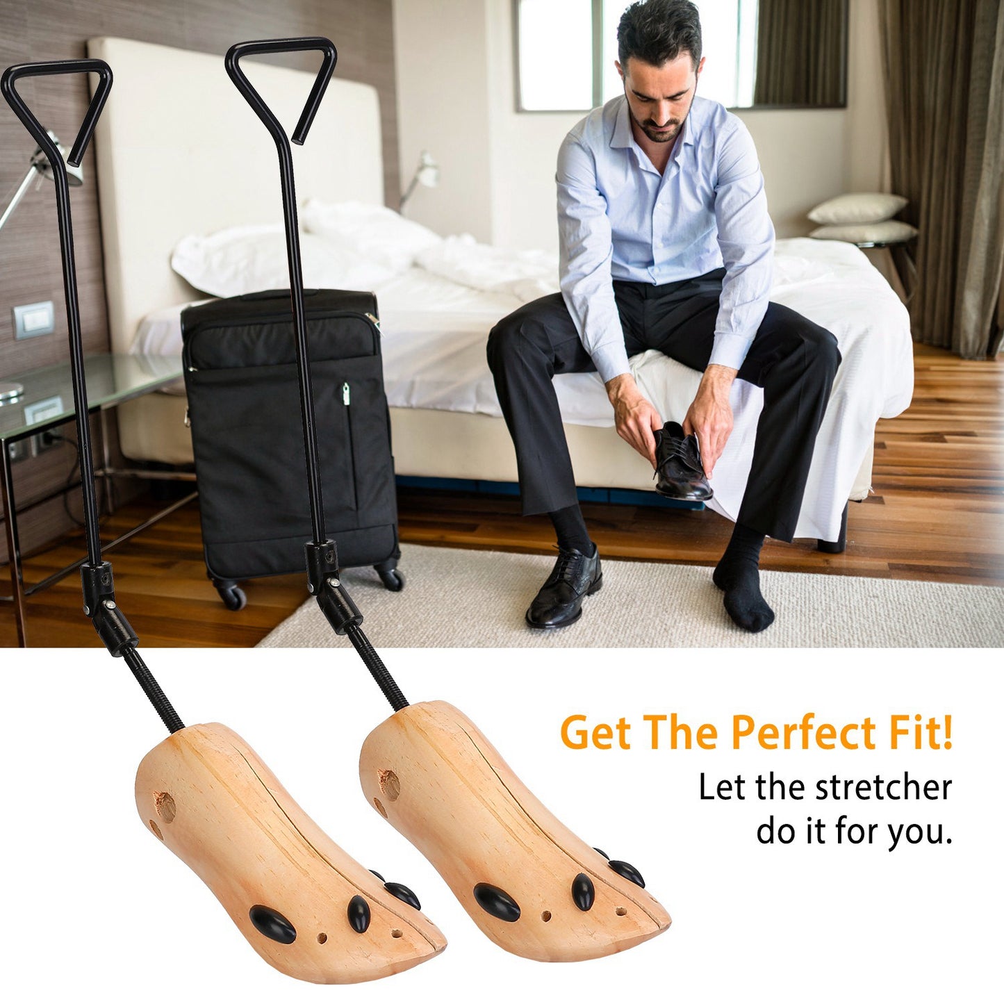 One Pair Boot Stretcher Adjustable Width Shoe Shaper Wooden Boot Widener