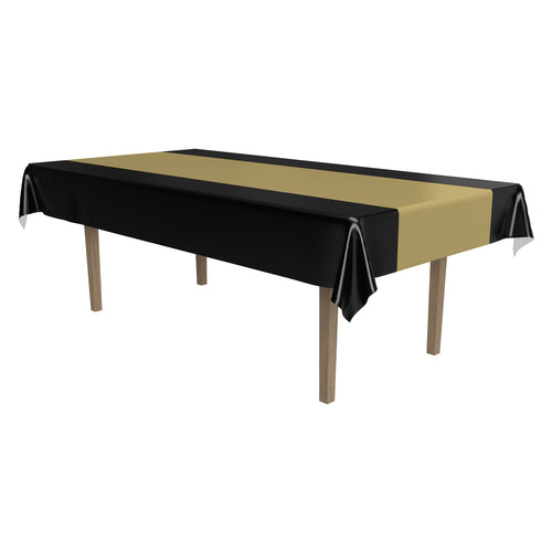 Beistle Black and Gold Plastic Tablecover - Awards Night | Party Supply