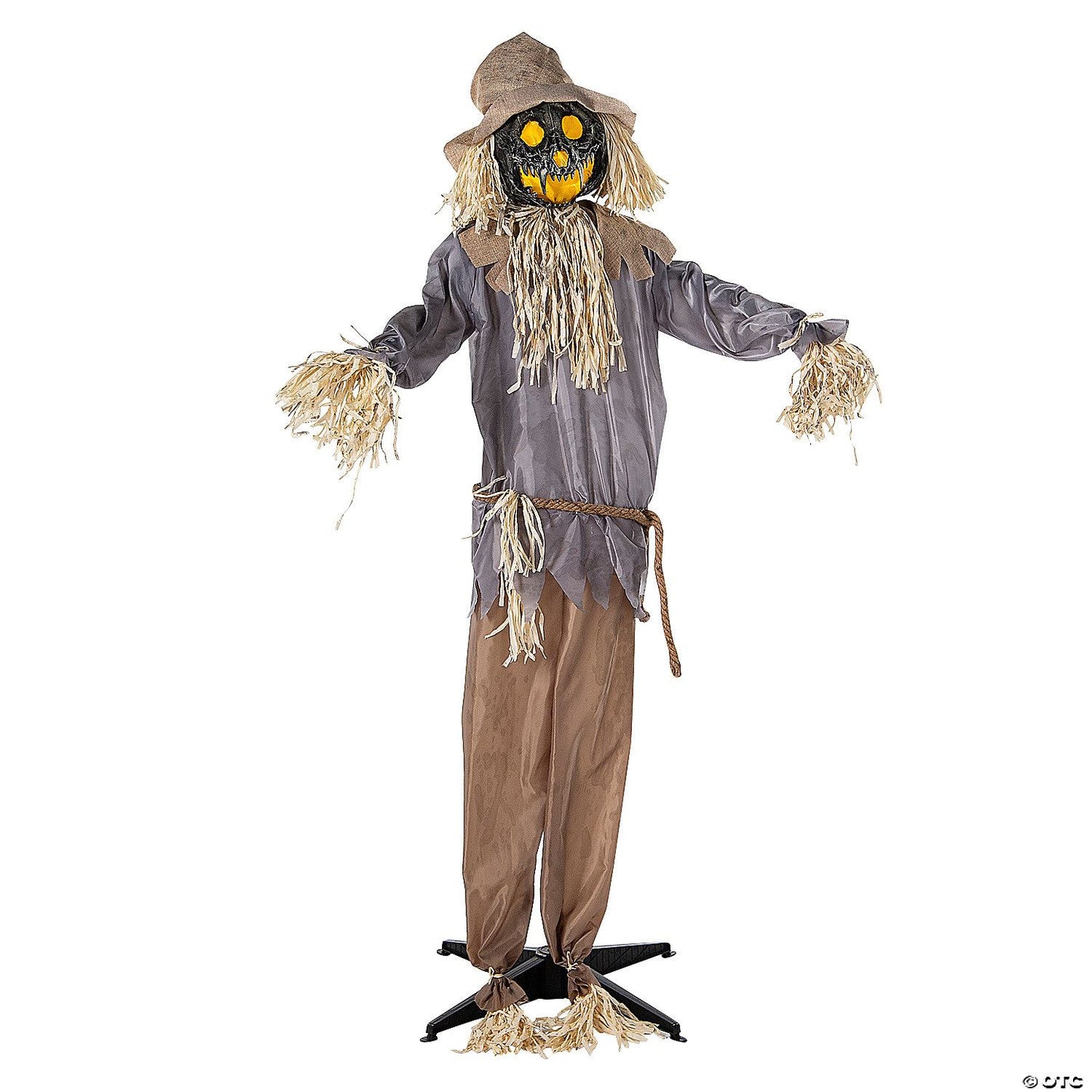 55" x 66 3/4" Animated Standing Evil Pumpkin Scarecrow Halloween Decoration