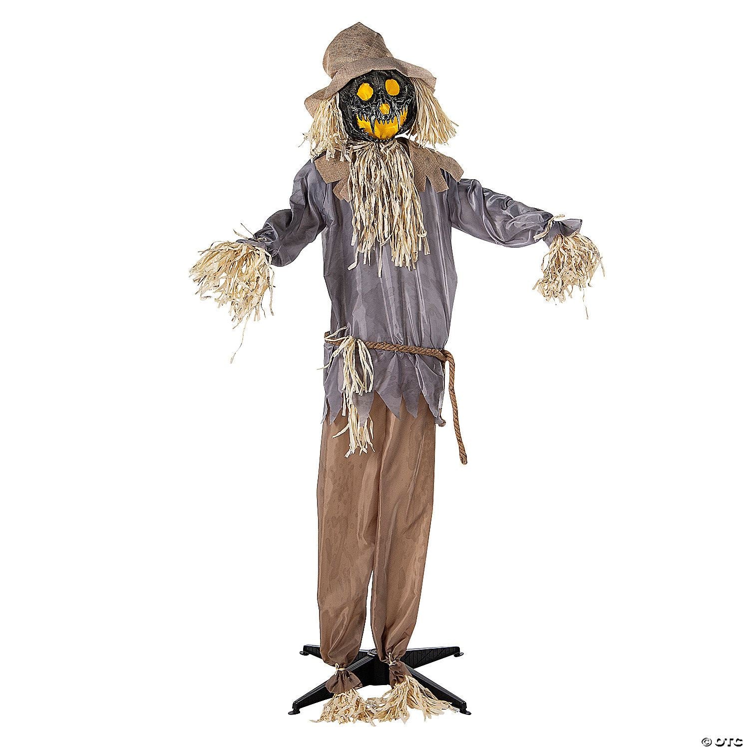 55" x 66 3/4" Animated Standing Evil Pumpkin Scarecrow Halloween Decoration