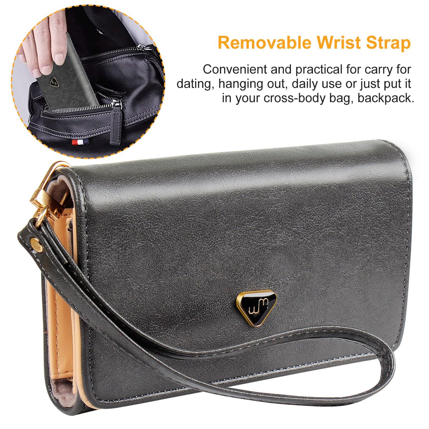 Women Wristlet Wallet PU Leather Lady Purse Credit Card Holder 4 Card Slots 3