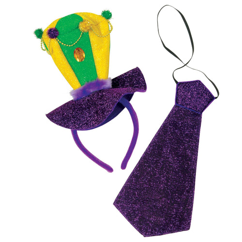 Beistle Mardi Gras Headband and Necktie Set | Party Supply | Decoration