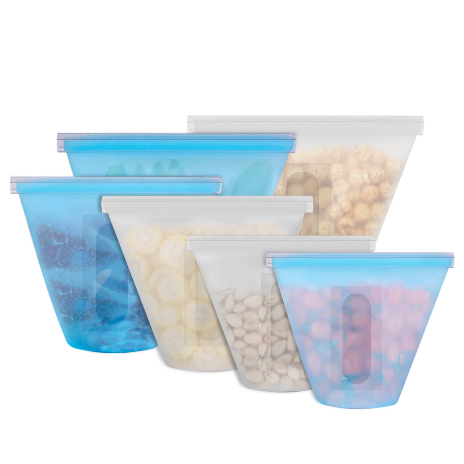3Pcs Silicone Food Storage Bags Reusable Leakproof Food Container Set with 3